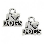 Metal Charm "I Love Dogs" Antique silver